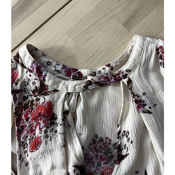 Free People Tunic Women Size XS Tree Swing Beige Purple Floral Rank Top Boho - Picture 5 of 12